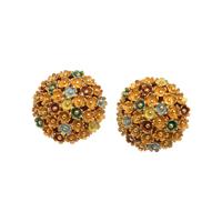 YELLOW GOLD AND ENAMEL FLORAL CLIP EARRINGS