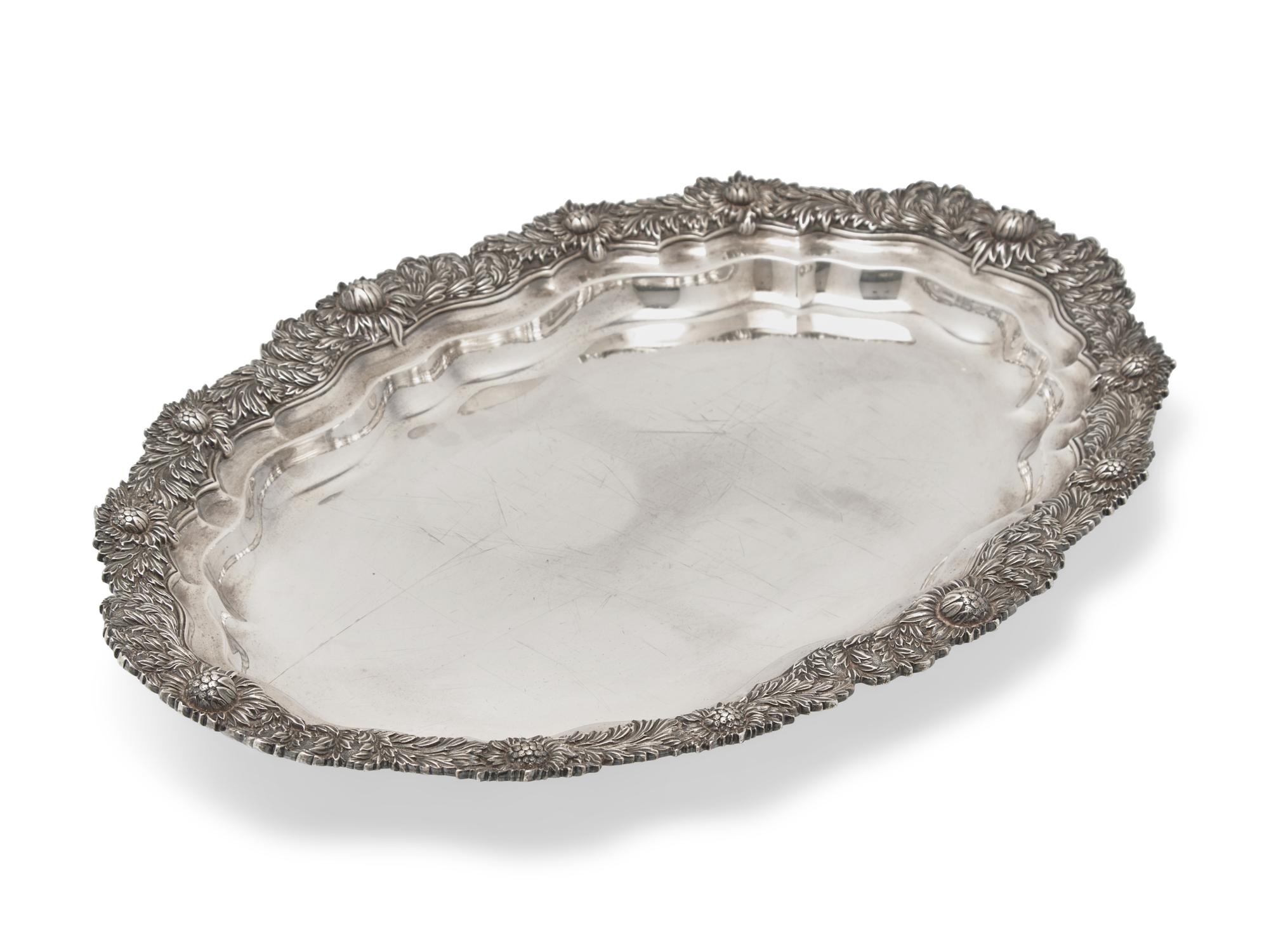 A Tiffany Sterling Silver Chrysanthemum Tray