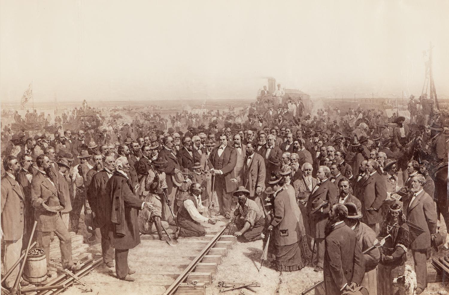 [Hill, Thomas (1829-1908)]. Mammoth albumen print of The Last Spike. 1881.