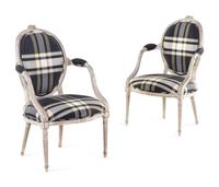 A Pair of Louis XVI Style Painted Fauteuils