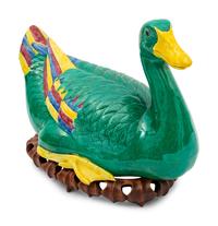 A Group of Chinese Porcelain Roosters and a Duck