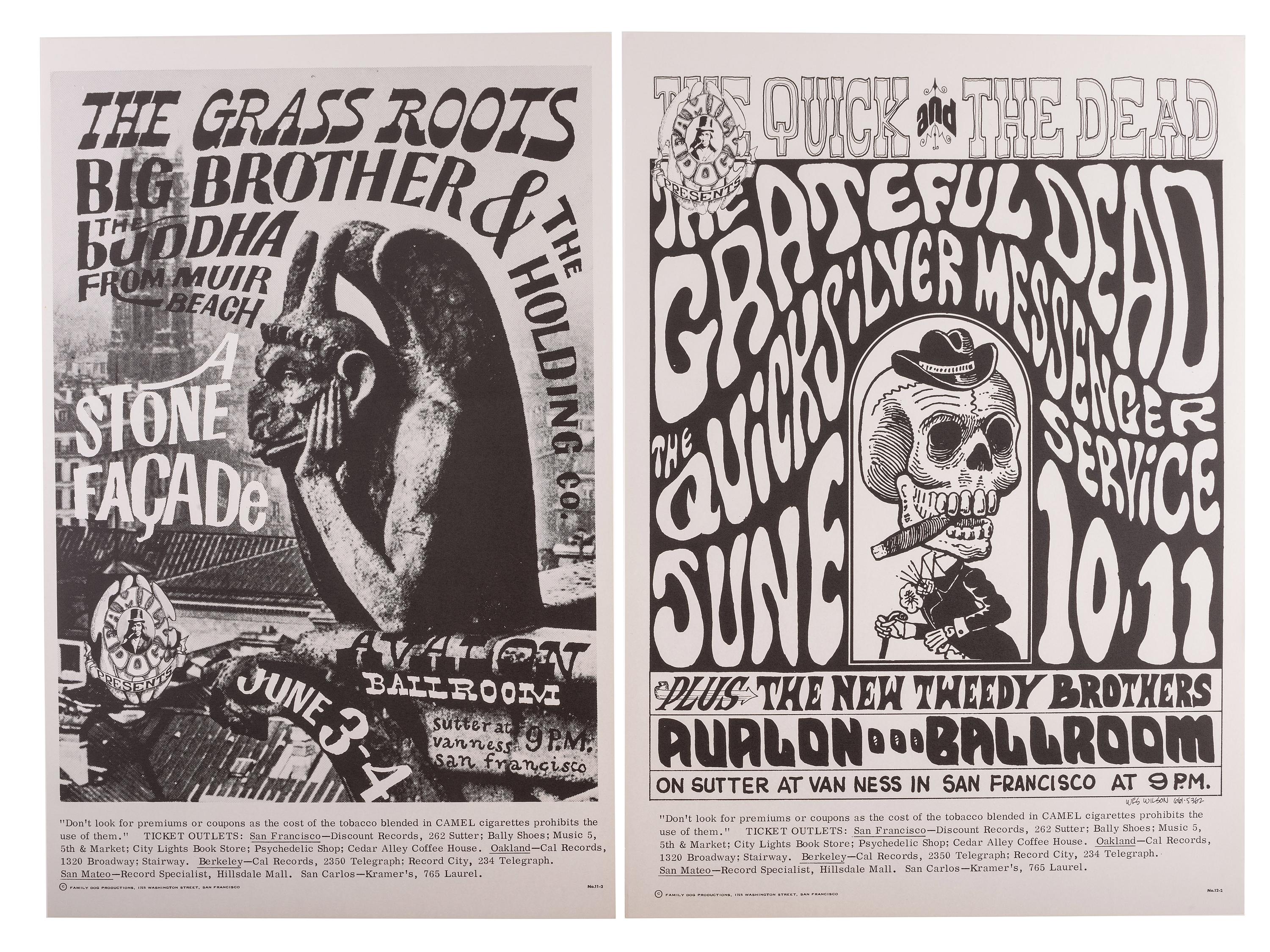 [MUSIC] -- [POSTERS]. WILSON, Wes and MOUSE, Stanley, artists. A group of 8 Family Dog posters from 1966, incl. shows featuring the Grateful Dead, comprising: