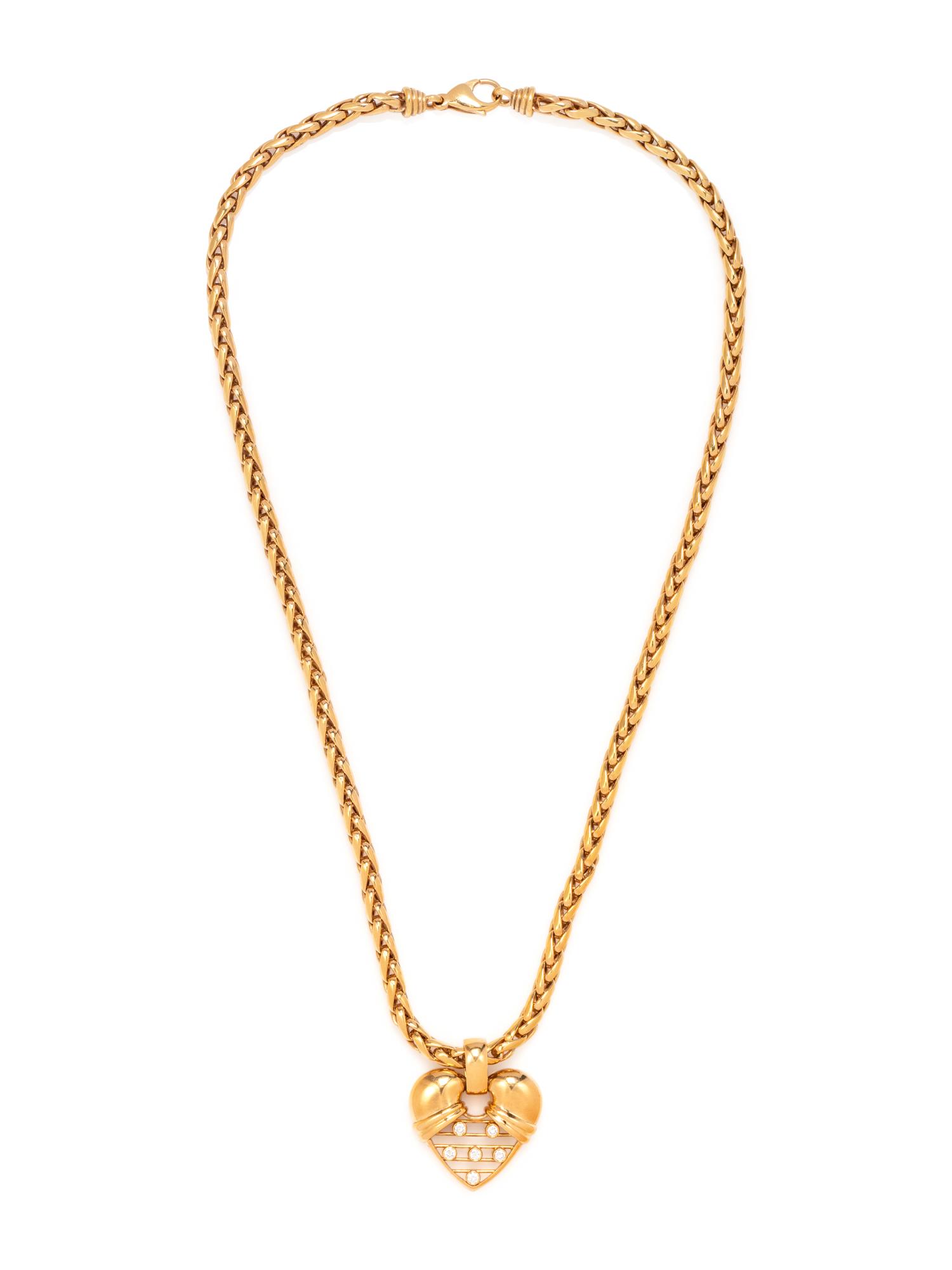 YELLOW GOLD AND DIAMOND HEART PENDANT/NECKLACE
