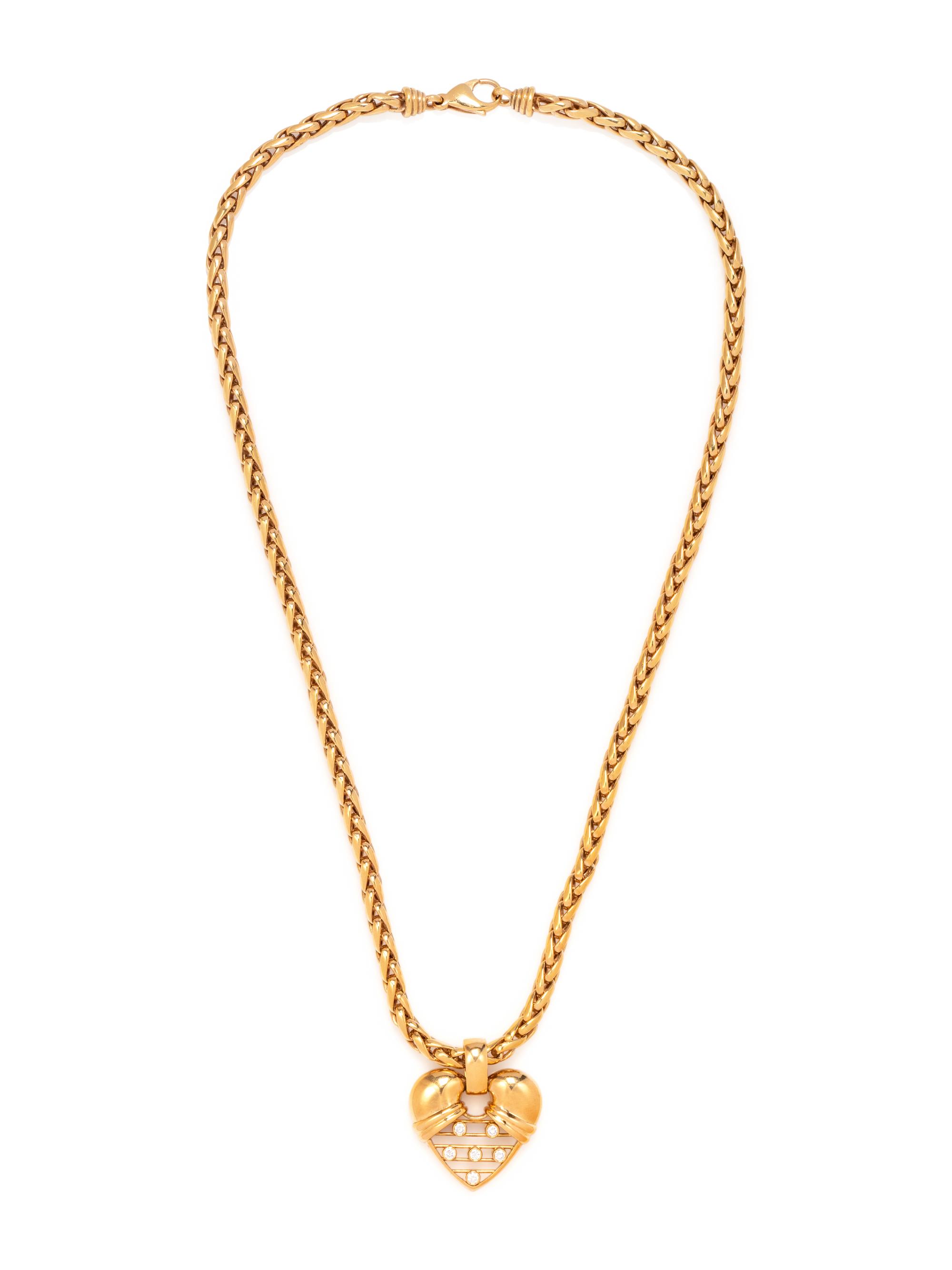 YELLOW GOLD AND DIAMOND HEART PENDANT/NECKLACE