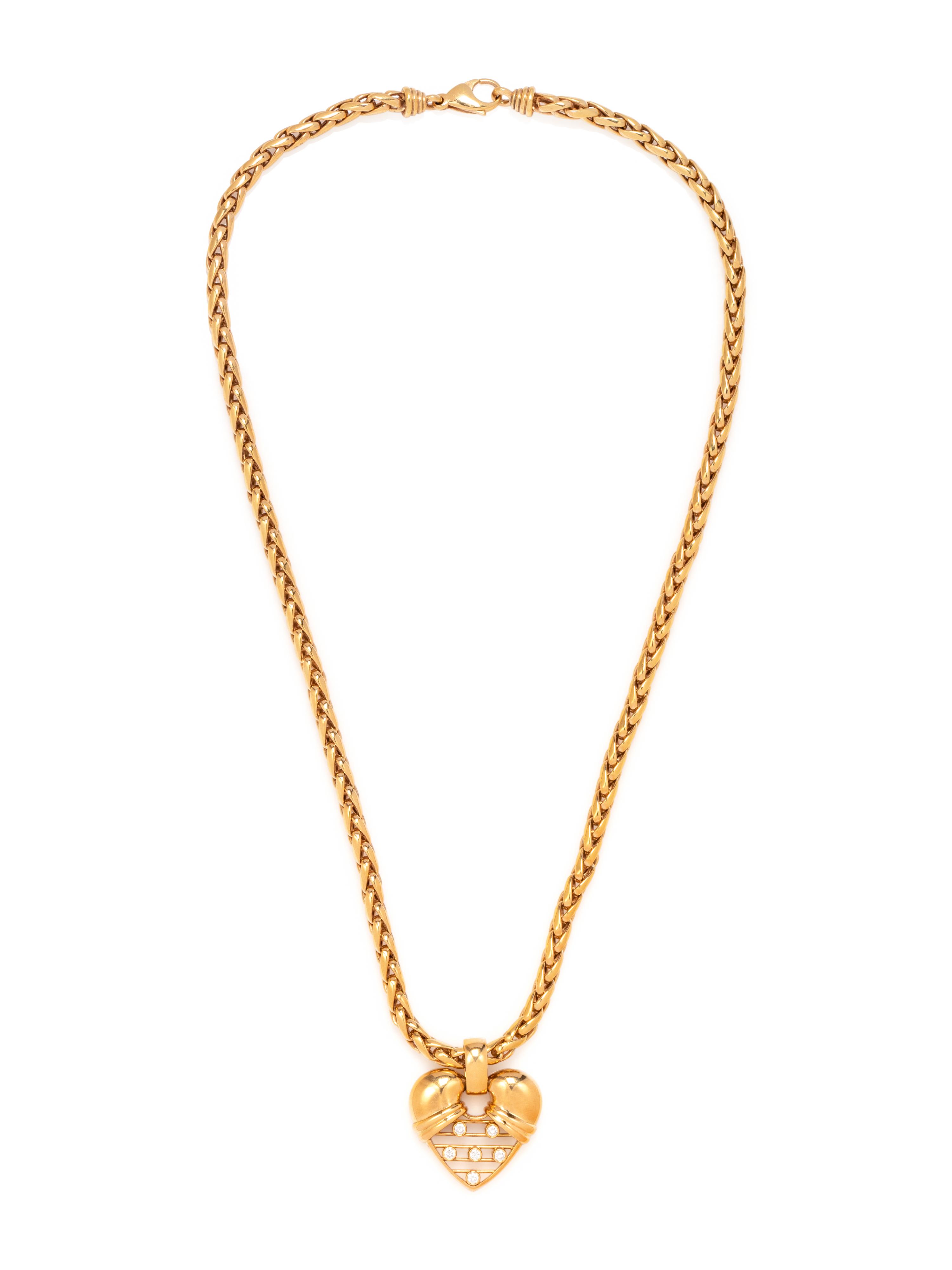 YELLOW GOLD AND DIAMOND HEART PENDANT/NECKLACE