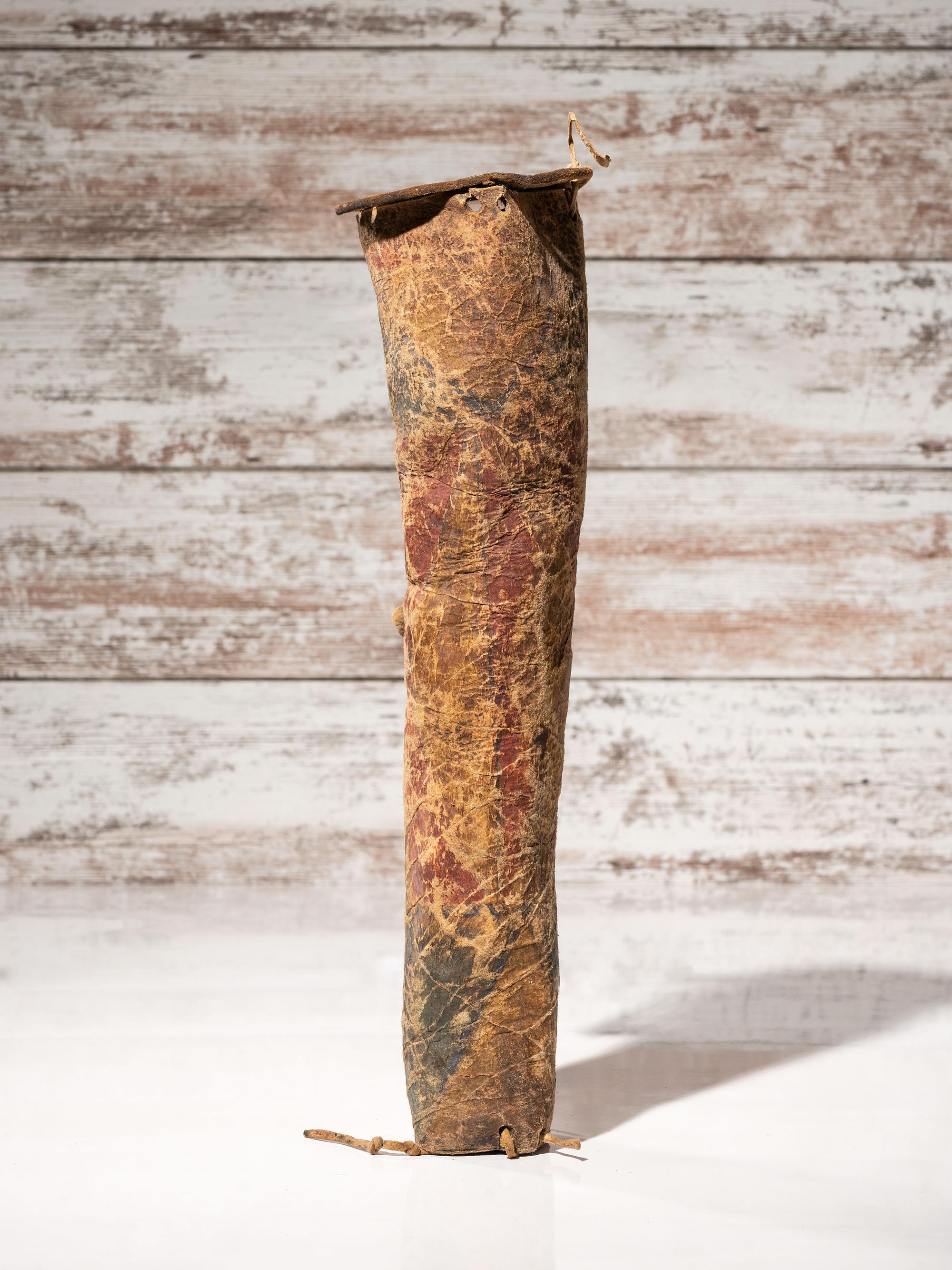 Early Northern Plains Buffalo Hide Parfleche Cylinder