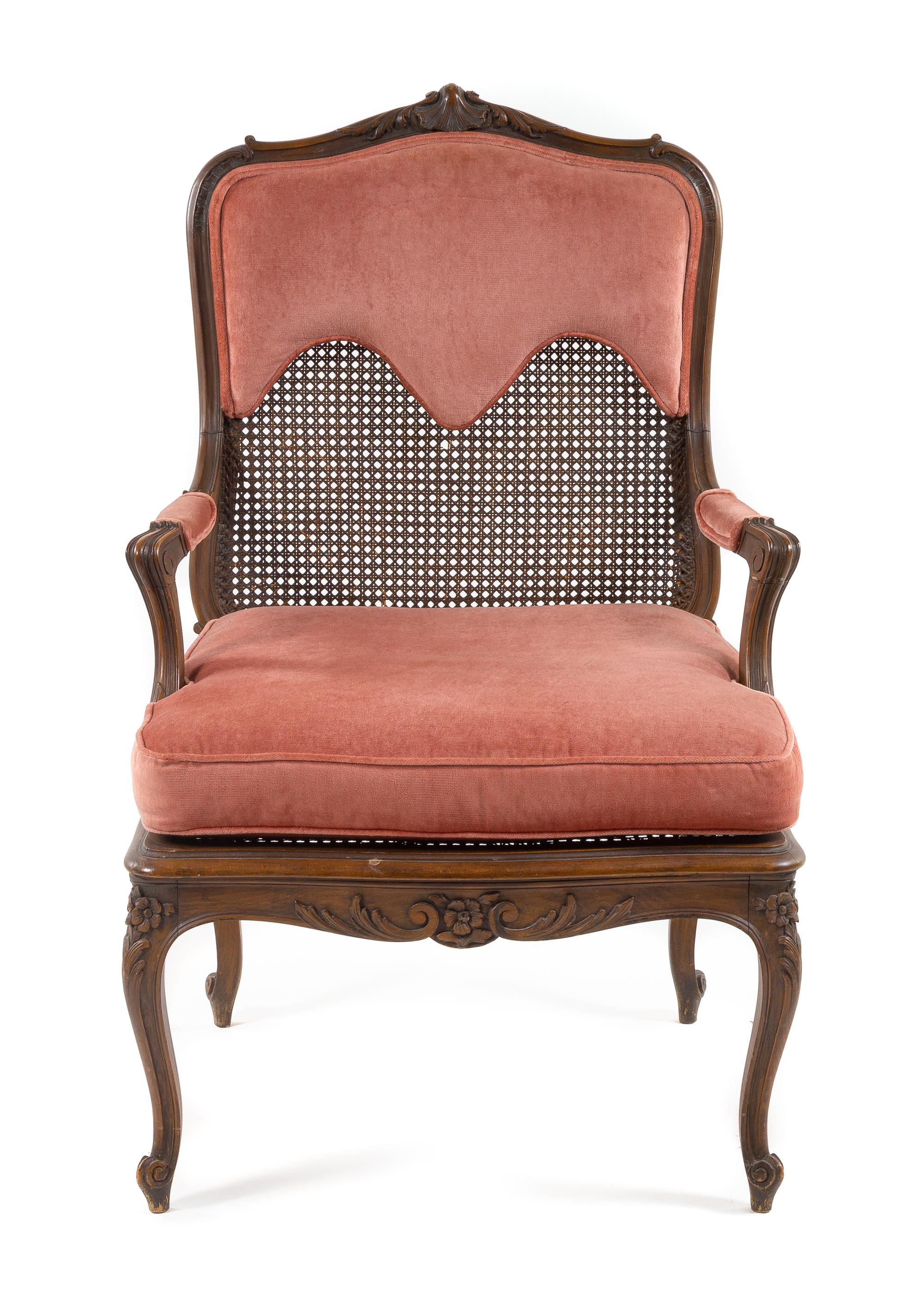 A Louis XV Style Caned Fauteuil Height 41 inches. — 19TH CENTURY