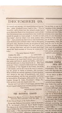 [ABOLITION] Sojourner Truth's account of meeting Lincoln featured in The Liberator . 23 Dec. 1864.
