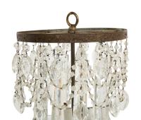 A French Gilt Metal and Cut Glass Three-Light Chandelier