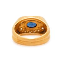 SCHLUGER, YELLOW GOLD, SAPPHIRE AND DIAMOND RING
