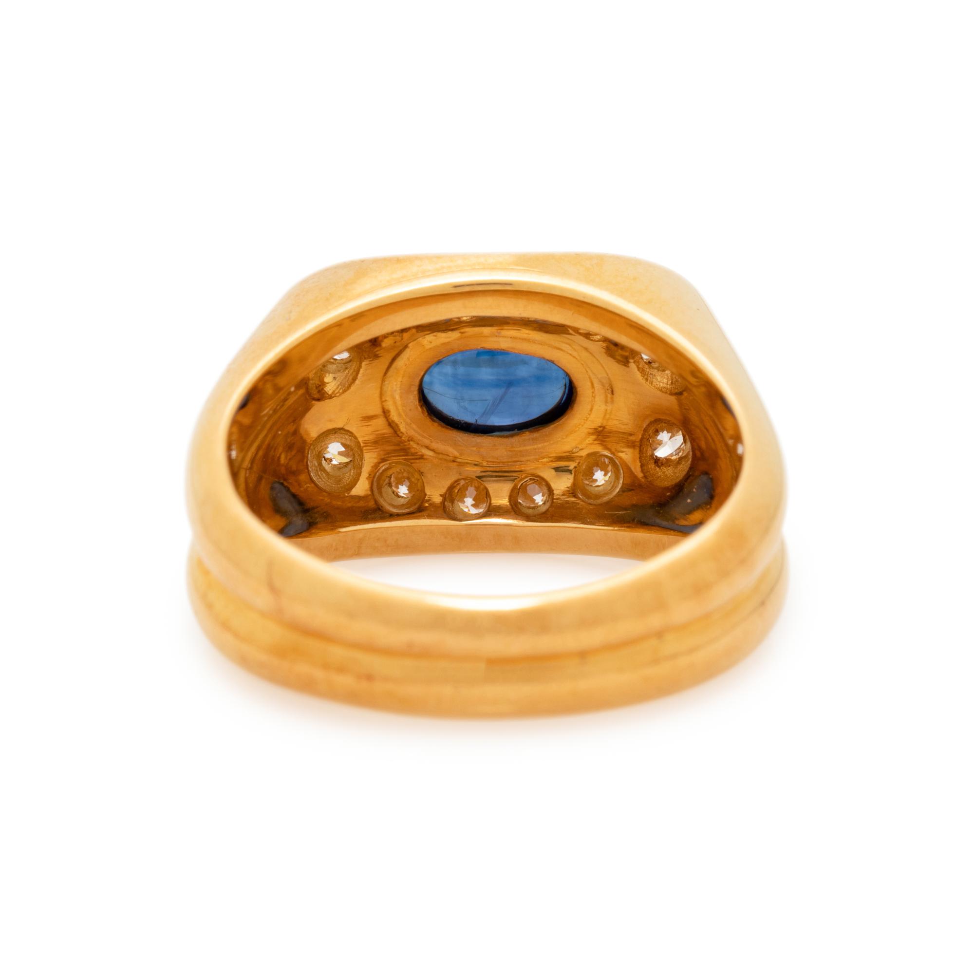 SCHLUGER, YELLOW GOLD, SAPPHIRE AND DIAMOND RING