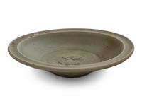 A Longquan Celadon Porcelain 'Double Fish' Plate