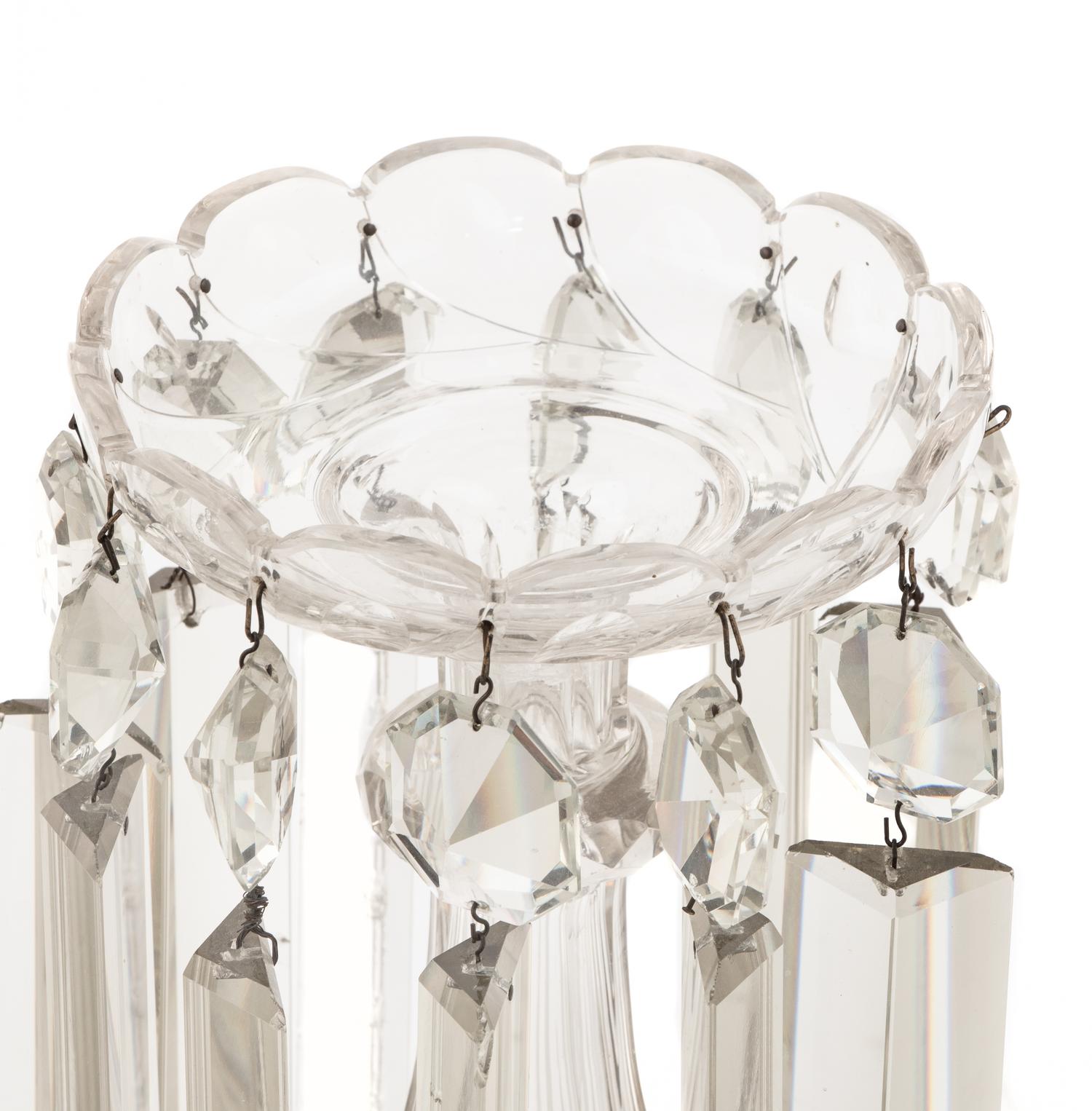 A Pair of Cut Glass Girandole Candlesticks
