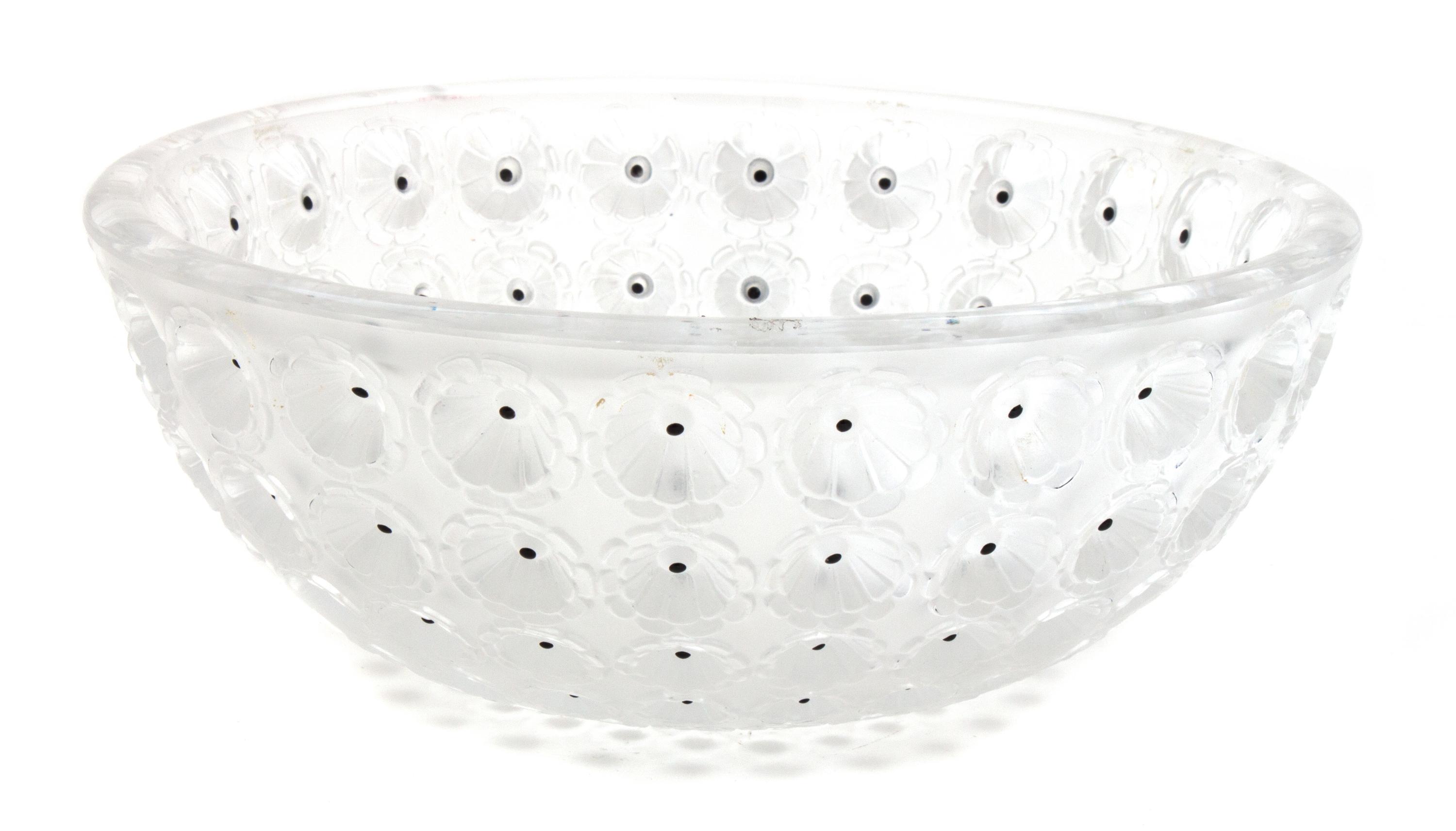 A Molded and Frosted Glass Bowl, Diameter 10 inches. — LALIQUE