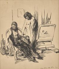 Two Works: The Artist and His Model; with Ballroom Couple (A Double-Sided Work); together with Cabaret , 1905 (2)