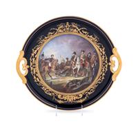 A Sèvres Style Painted and Parcel Gilt Napoleonic Porcelain Two-Handled Tray