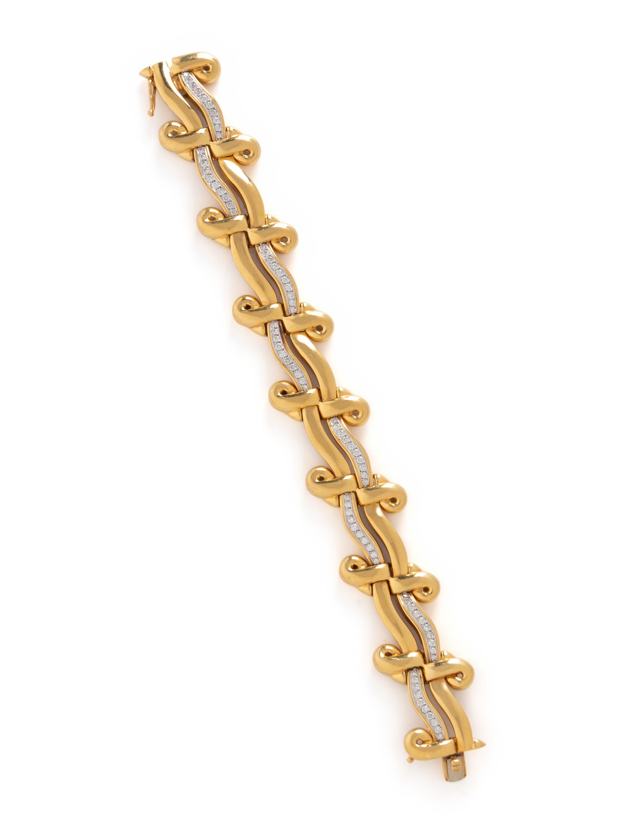 YELLOW GOLD, PLATINUM AND DIAMOND BRACELET