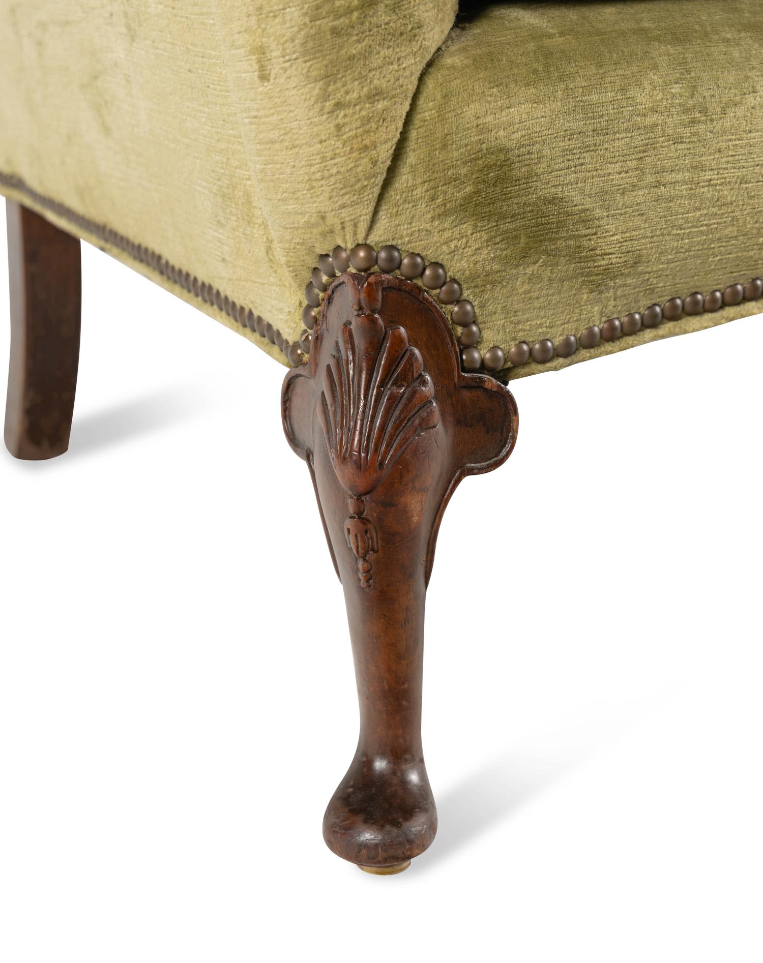 A George II Style Upholstered Mahogany Settee