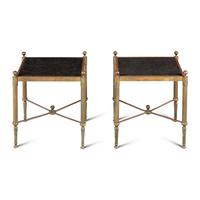 A Pair of Neoclassical Style Bronze and Marble Side Tables