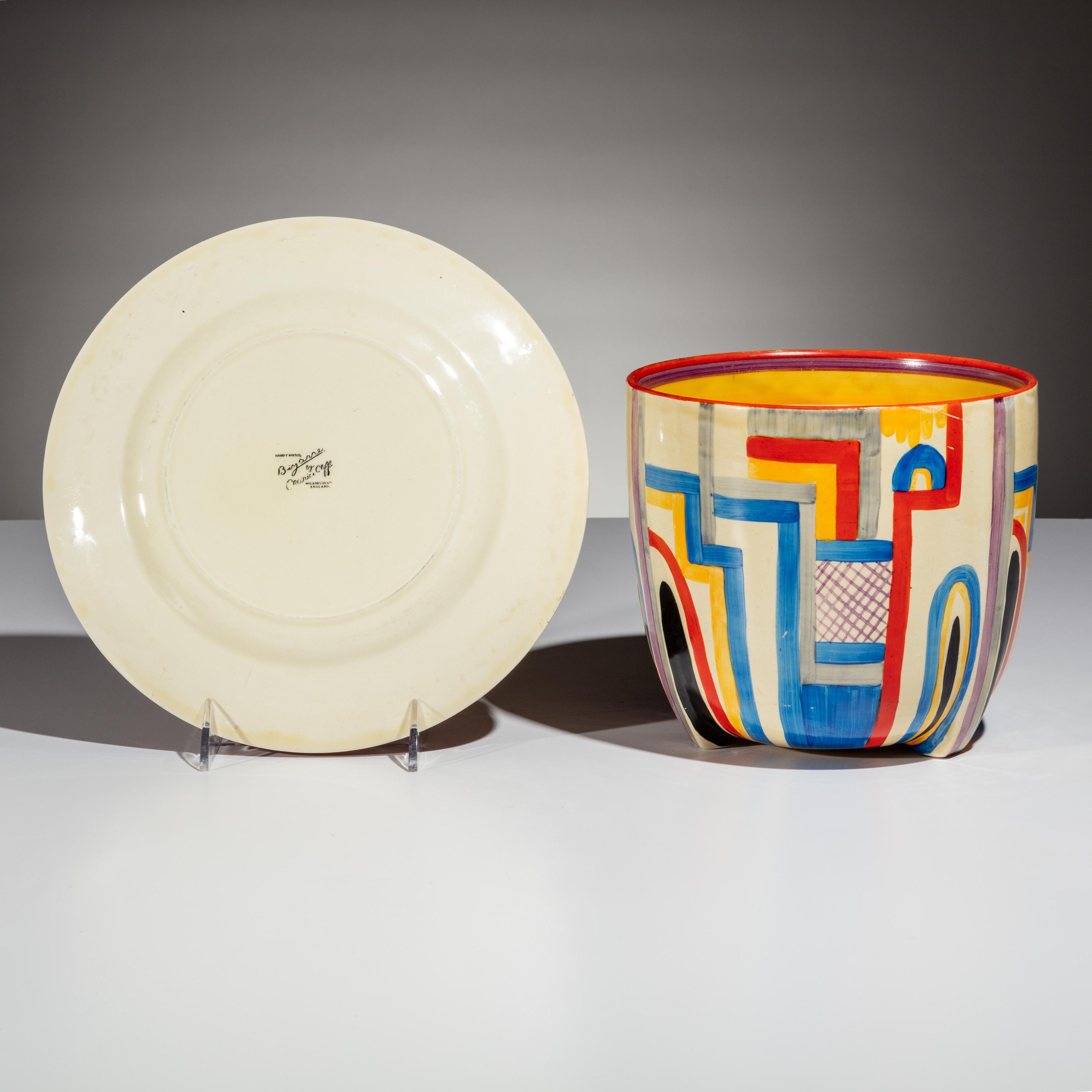 Clarice Cliff (English, 1899–1972) — Tennis Platter and Bowl