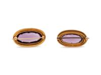 ANTIQUE, YELLOW GOLD AND AMETHYST BROOCHES