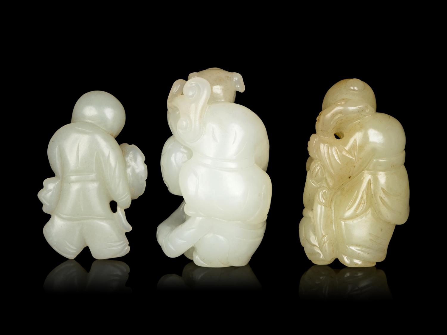 Three Chinese Jade Figures of Boys