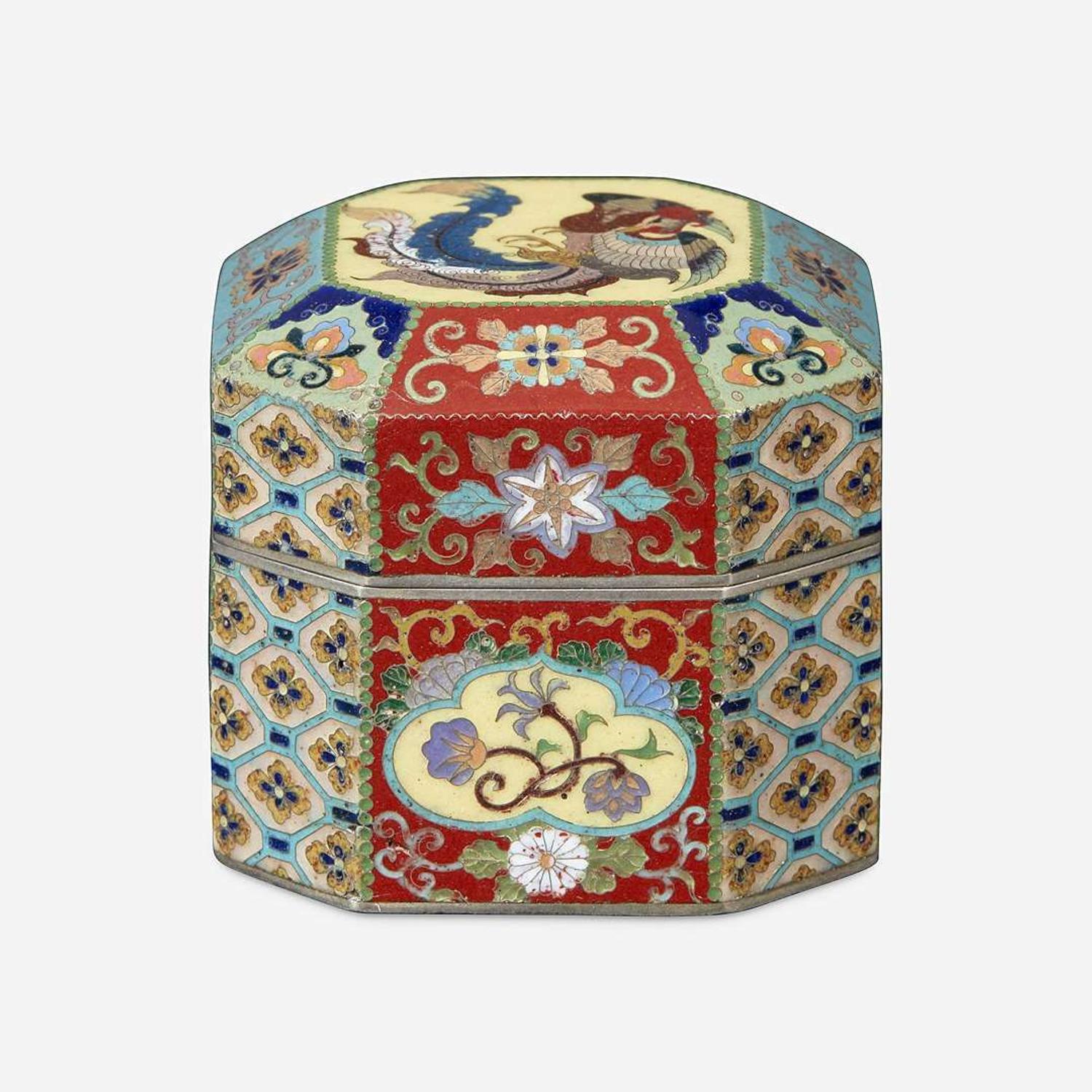 A fine Japanese cloisonné miniature silver box, attributed to Namikawa Yasuyuki Meiji period