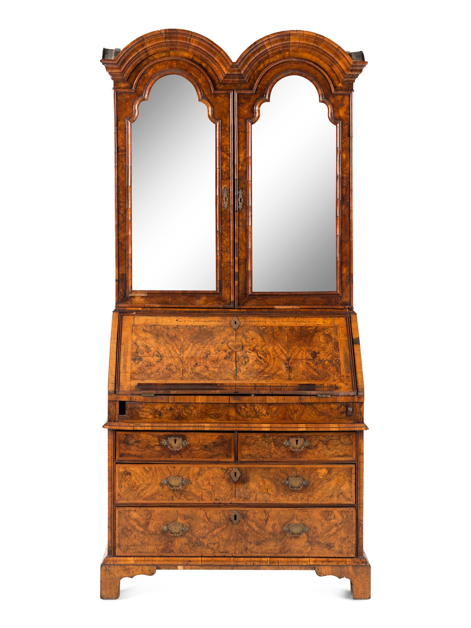 A George II Walnut Bureau Cabinet