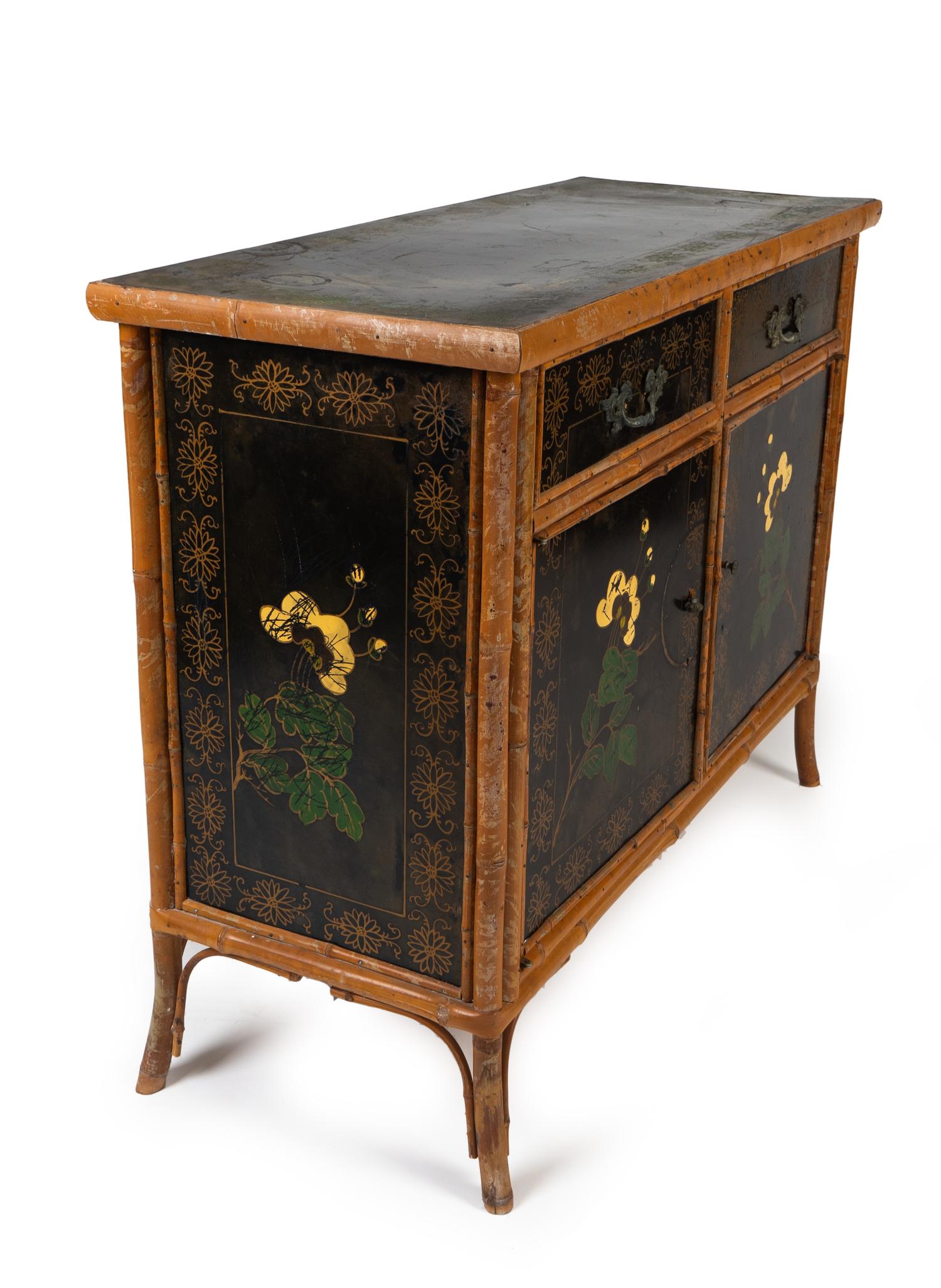 A Victorian Bamboo and Lacquer Cabinet — LATE 19TH CENTURY