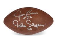 A Football Hall of Fame Legendary Running Backs Signed Autograph Football Featuring Walter Payton, Jim Brown and Gale Sayers (Beckett Authentication Services Letter),