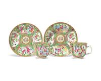 Two Chinese Export Rose Medallion Teacups and Saucers from President Ulysses S. Grant's State Service
