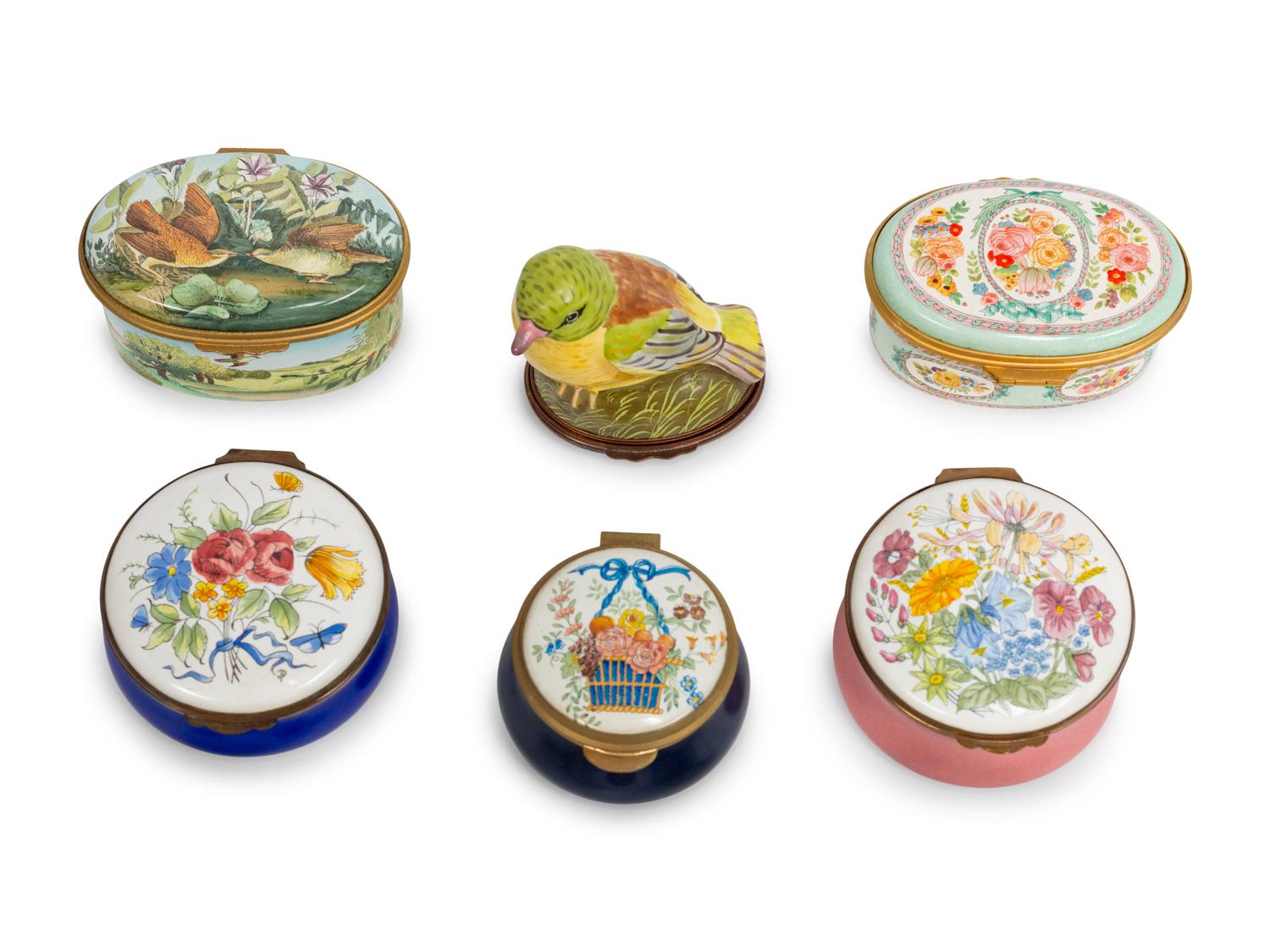 A Collection of Sixteen Small Enameled Copper Boxes