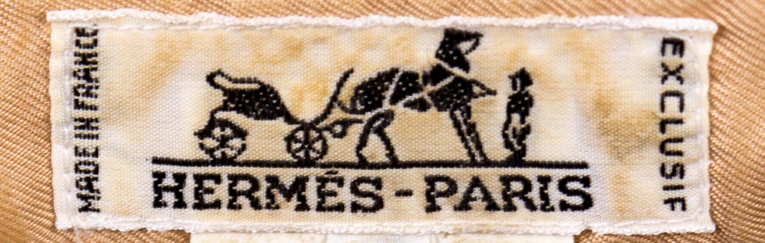 An Hermès Silk Blouse with Necktie, Size 44; Matching Necktie: 1"- 5" x 64".