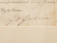 ADAMS, John Quincy (1767-1848). Partly-printed land document signed "(J.Q. Adams"). [Washignton, D.C.], 13 September 1825.