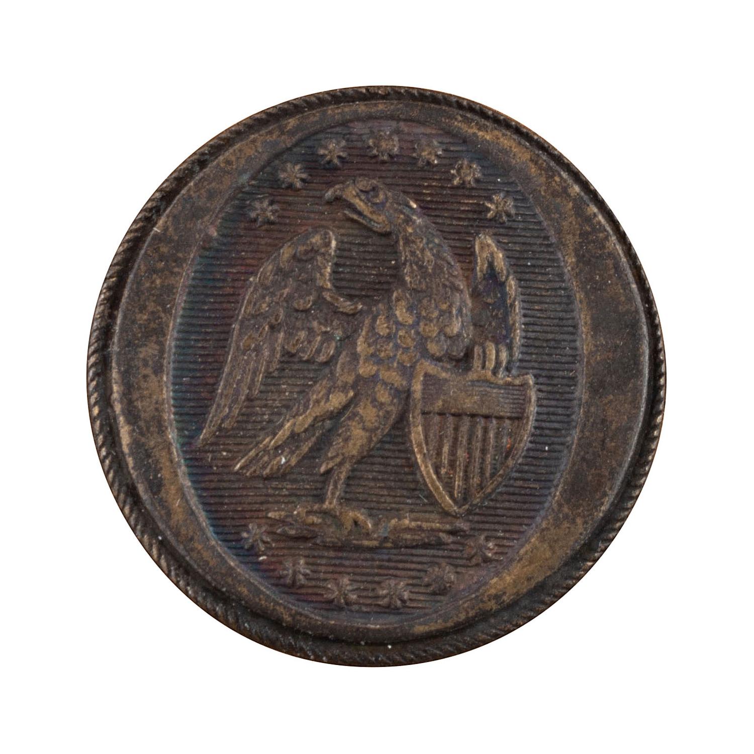 [CIVIL WAR]. Confederate South Carolina state button in period snuff box. Ex Julian Converse.