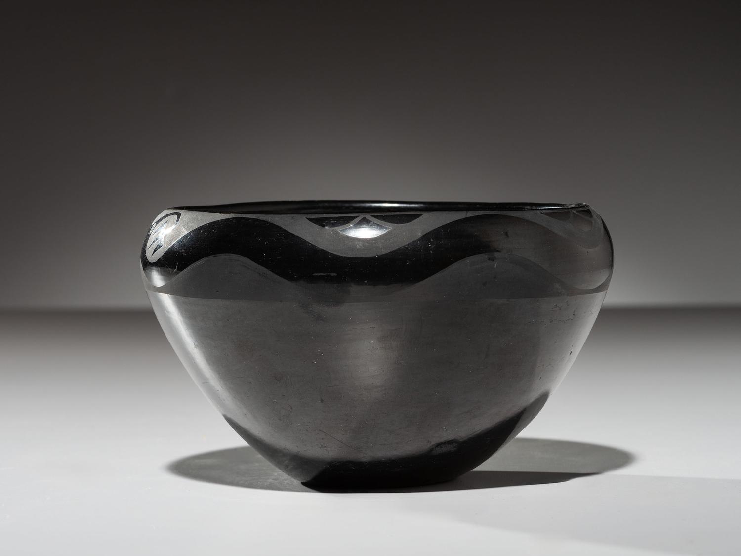 Blackware Pottery Bowl, with Avanyu 1923-1925