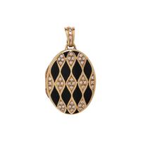 YELLOW GOLD, DIAMOND, AND ENAMEL LOCKET