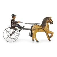 Painted and carved horse and sulky late 19th century