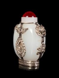 Four Tibetan Silver Mounted Snuff Bottles