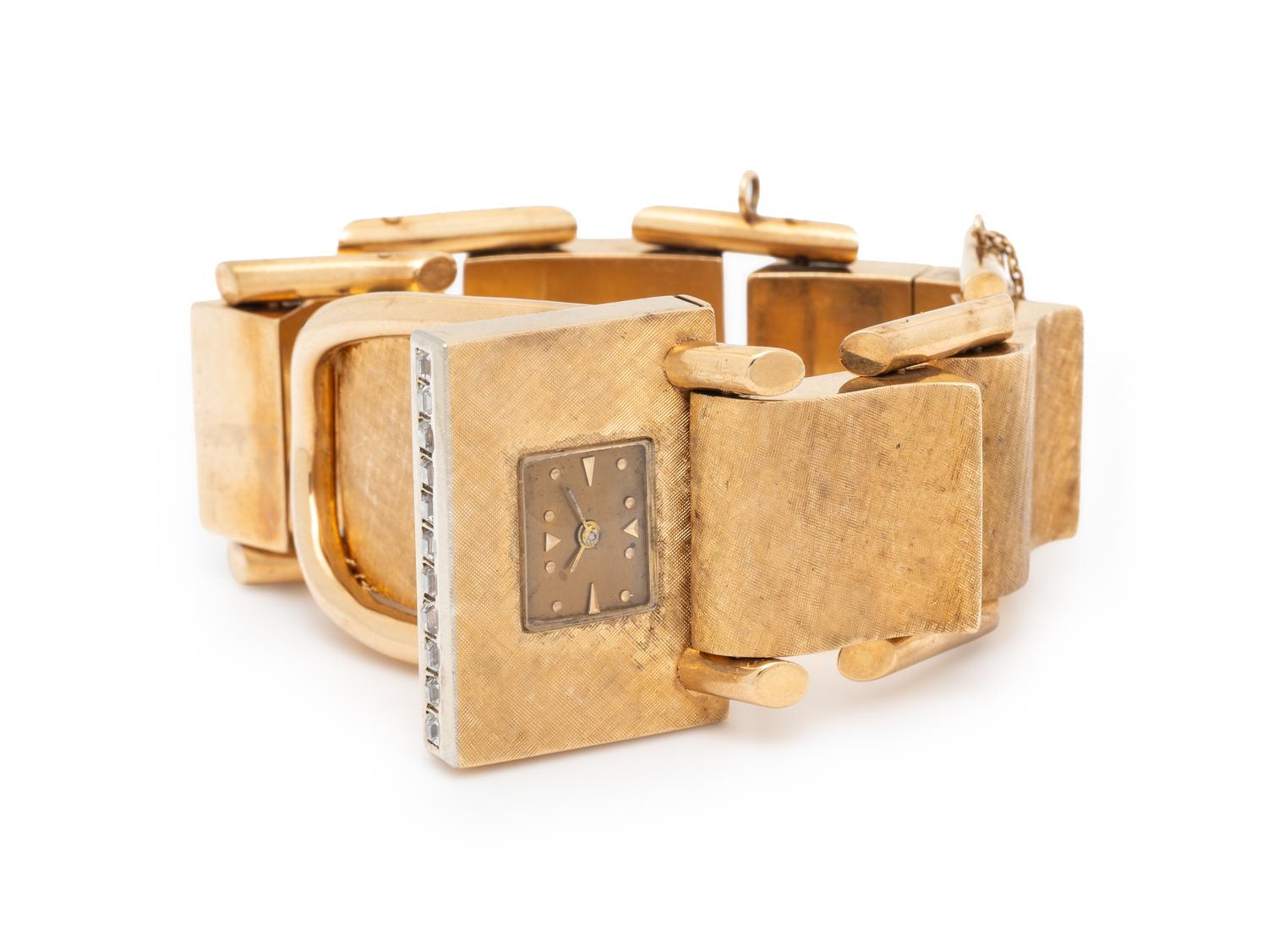 RETRO, YELLOW GOLD AND DIAMOND WATCH