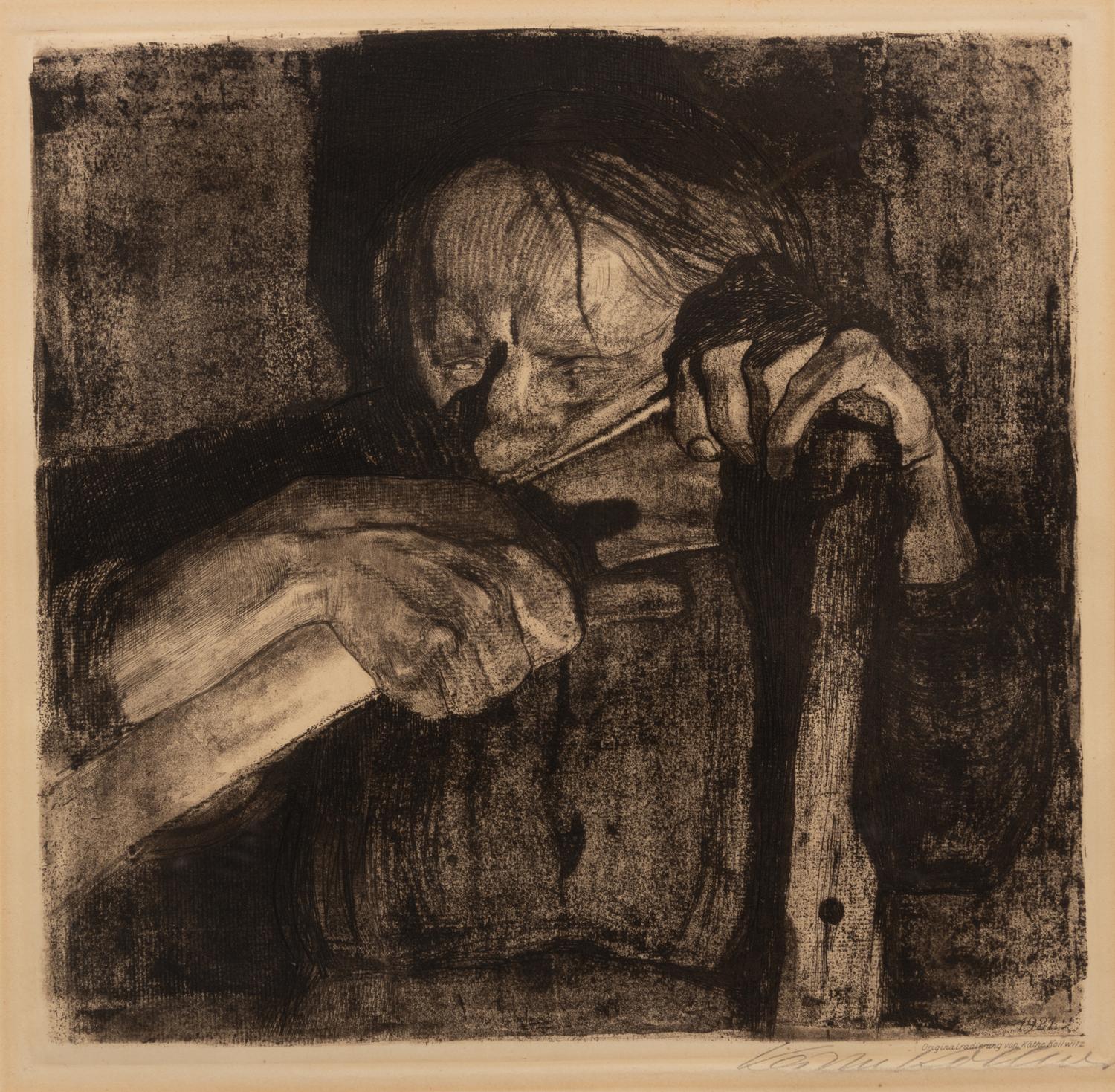 Beim Dengeln (Sharpening the Scythe) (plate 3 from Bauernkrieg (Peasants' War) )