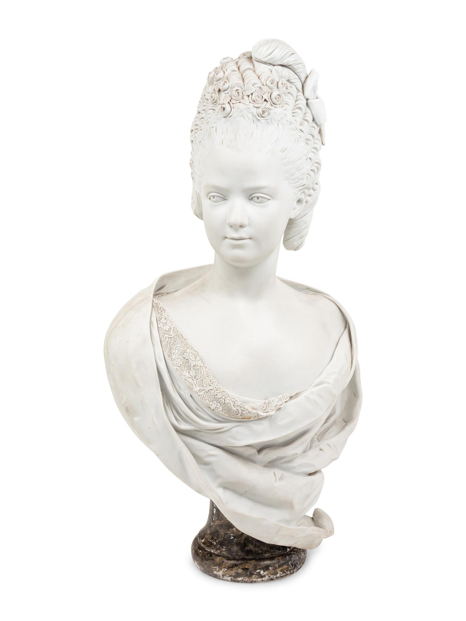 A Sèvres Style Bisque Porcelain Bust of Marie Antoinette