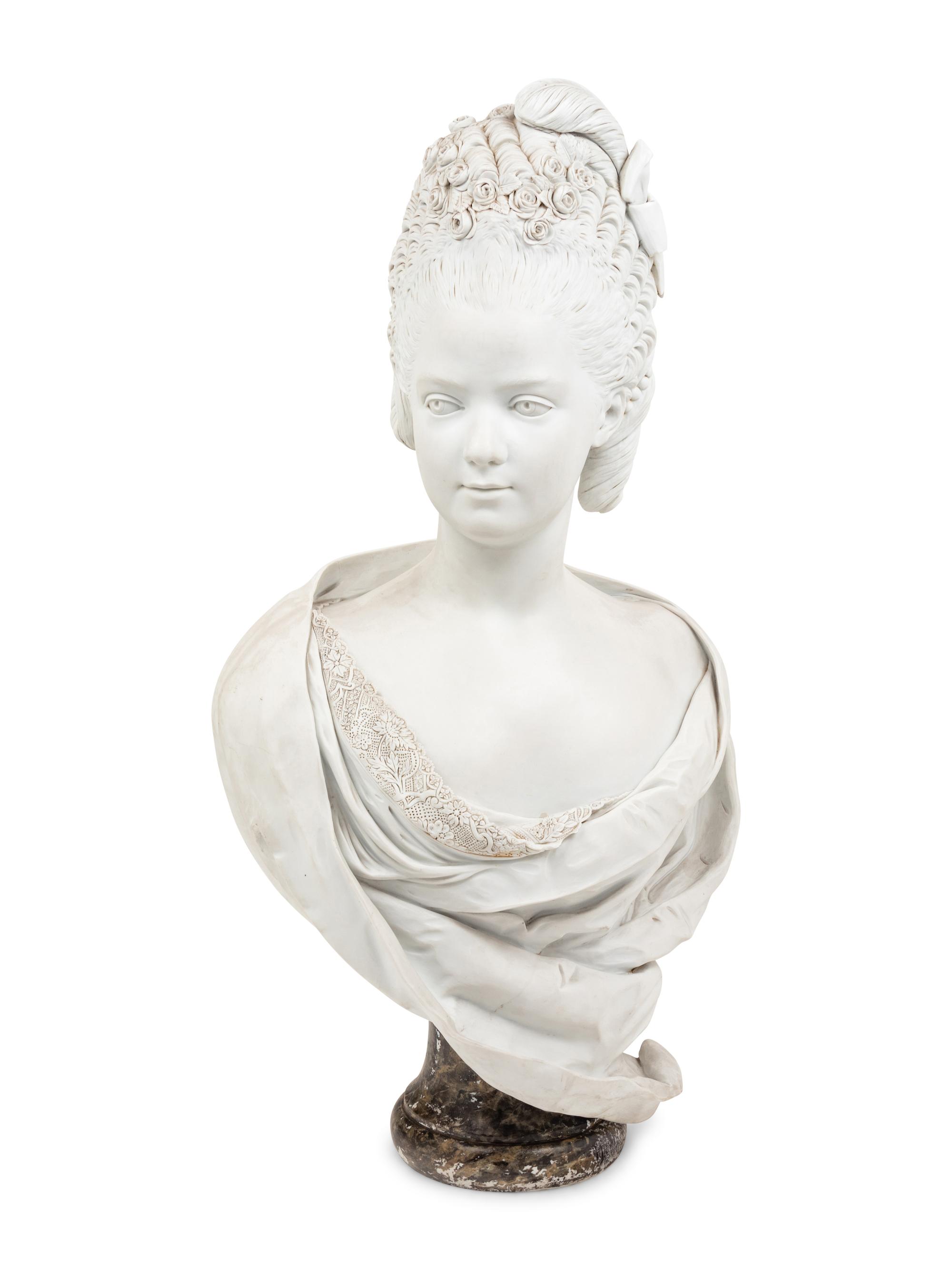 A Sèvres Style Bisque Porcelain Bust of Marie Antoinette