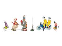 Six Tin Clown and Circus Toys