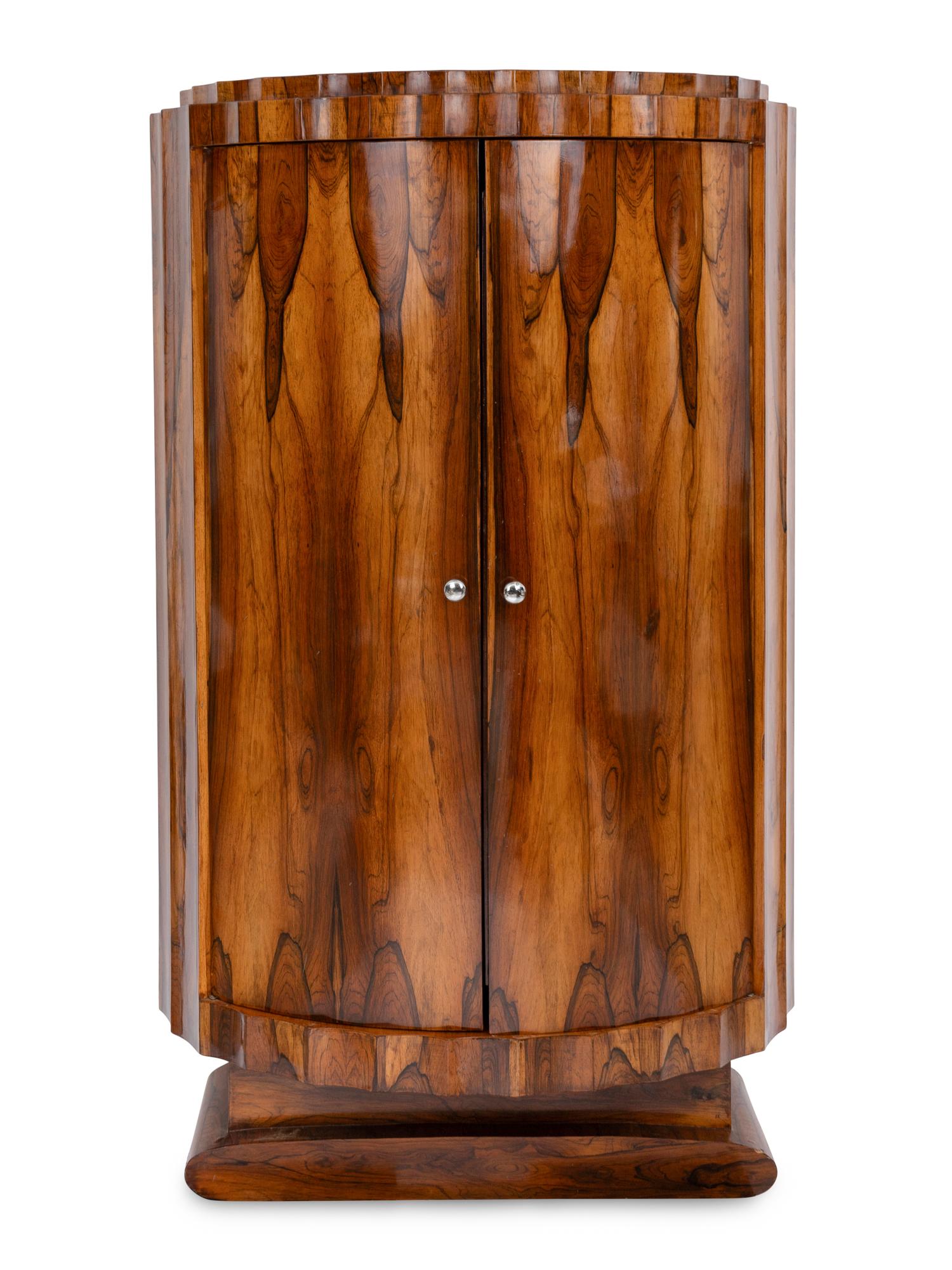 An Art Deco Rosewood Demilune Bar Cabinet