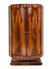 An Art Deco Rosewood Demilune Bar Cabinet
