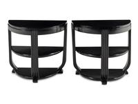 Pair of Ebonized Demilune Side Tables, c. 1930