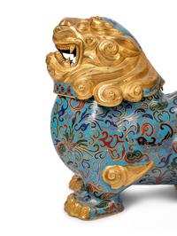 Five Chinese Turquoise Ground Cloisonné Enamel Figures of Animals