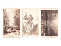 [CIVIL WAR]. LINN, R.M. (ca 1829 – 1872), photographer. A group of 3 CDVs of Lookout Mountain, incl. view of three Civil War soldiers. Point Lookout, TN, 1864.