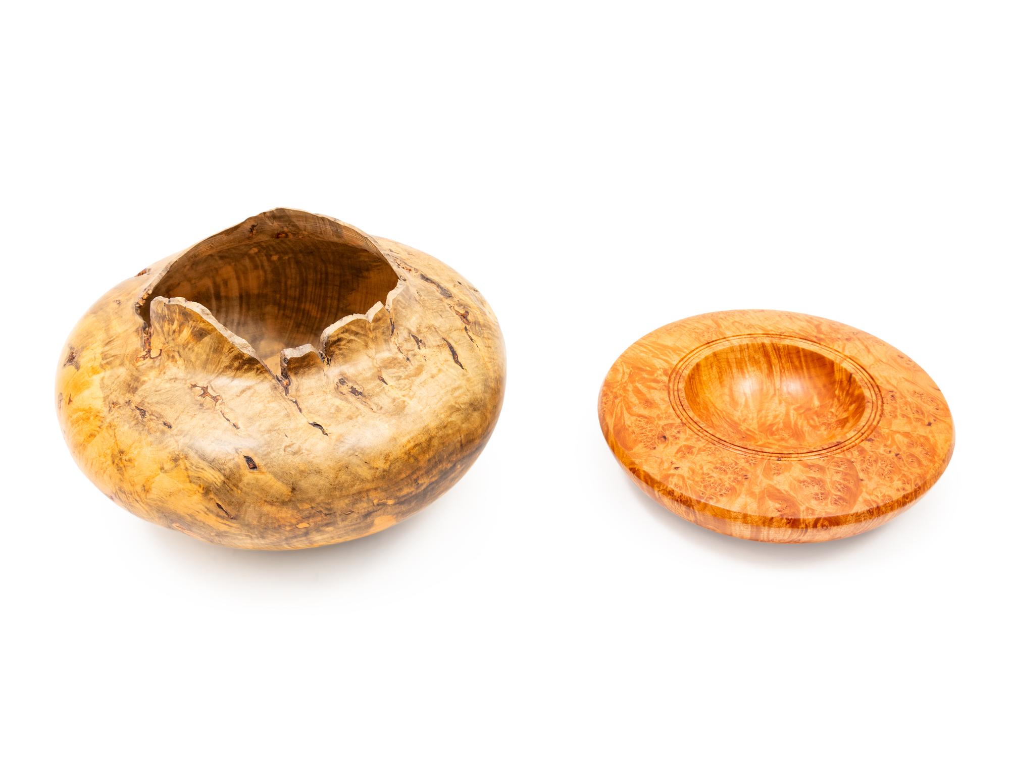 Two Turned Burlwood Bowls by Ray Allen